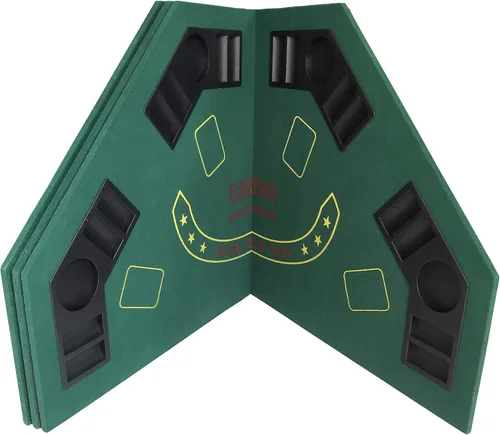 Vista 3 de HAN'S DELTA 48" Octágono plegable mesa de póquer, 8 jugadores Casino Texas Hold'em Poker Layout con estuche de transporte
