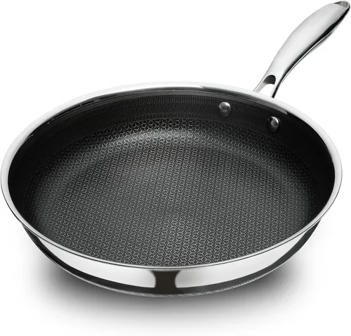 Vista 10 de SAKAMOSH Sartén antiadherente de 20,32 cm, sartén híbrida de cerámica y acero inoxidable, sartén con mango resistente al calor, no tóxica, libre