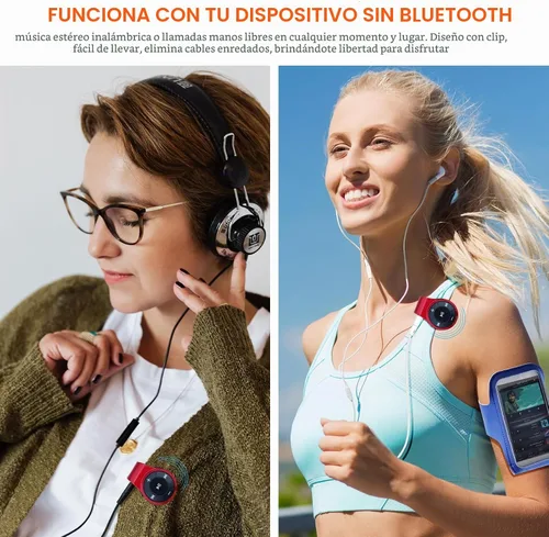 Vista 5 de Receptor Bluetooth para auriculares, auriculares, altavoz o audio de coche, con micrófono para llamadas manos libres y música.