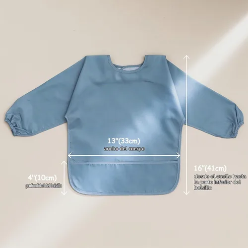 Vista 2 de POIKSHARK Long Sleeve Bib, Waterproof Sleeved Smock for Baby Boy or Girl, Reusable Bib with Pocket