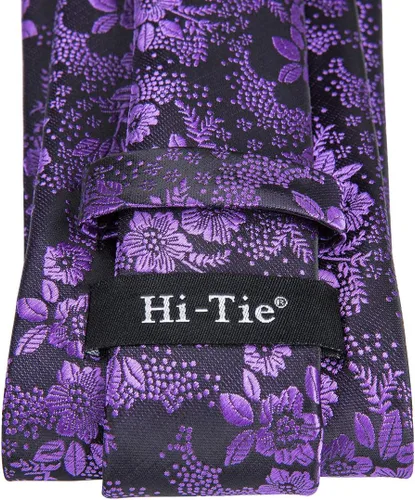 Vista 322 de Hi-Tie Corbata clásica de cachemira para hombre con pañuelo y gemelos a cuadros