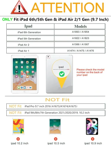 Vista 2 de Funda para iPad 9.7 2018/2017 5ª/6ª Generación, iPad Air 2, iPad Air, Vimorco - Funda trasera de TPU suave, funda tipo cartera de cuero
