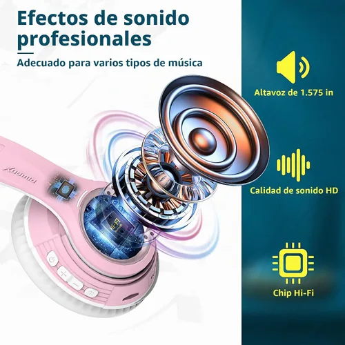 Vista 2 de Riwbox TX8 - Auriculares Bluetooth para colocar sobre la oreja, estéreo de alta fidelidad, con control táctil y micrófono, orejeras suaves