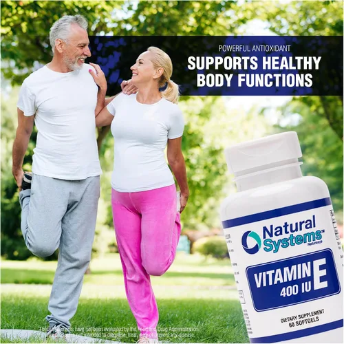 Vista 4 de Natural Systems - Vitamina E 60 cápsulas blandas de 400 UI de Natural Systems - Suplementos de vitamina E para el sistema inmunológico * - Cápsulas