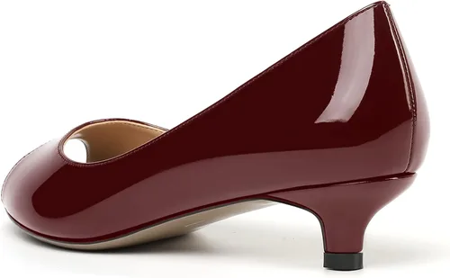 Vista 7 de Vestido de mujer con puntera abierta, patente, puntera abierta, sin cordones, zapatos de tacón bajo para citas, zapatos de tacón bajo de 1.5 pulgadas