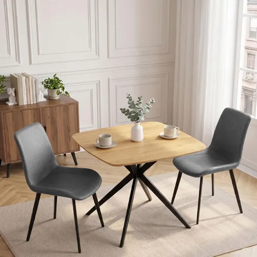Vista 9 de HIPIHOM Oak Dining Table for Small Spaces, Solid Wood Kitchen Table for 2-4