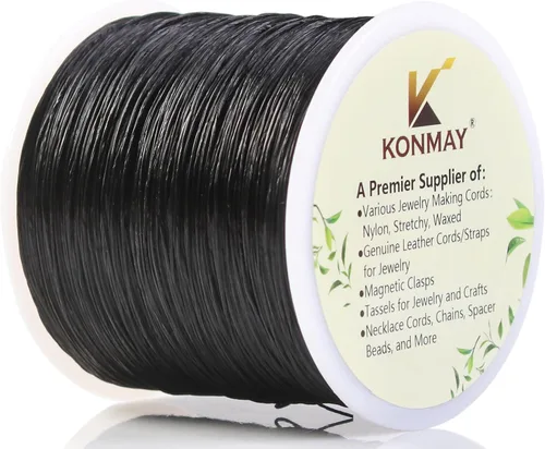 Vista 11 de KONMAY Cuerda elástica de elastano verde militar de 0.024 in, cordón elástico suave para abalorios, 450 yardas para pulseras, collares y fabricación