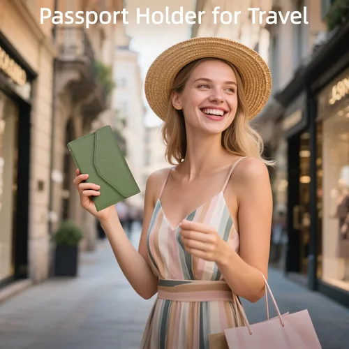 Vista 161 de Zoppen - Billetera de viaje con bloqueo RFID multiusos (Ver.4) Portatarjetas de pasaporte y vacunas, organizador de documentos de tres pliegues