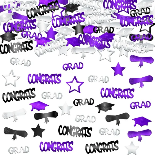 Vista 8 de KatchOn, Confeti de graduación rojo y negro, paquete de 500 unidades, confeti de graduación de clase de 2026, decoraciones de mesa de graduación