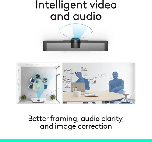 Vista 4 de Logitech MeetUp - Sistema de videoconferencia, Ultra HD 4K/1080p/720p, 3 micrófonos/altavoces ajustables, amplio campo de visión de 120°