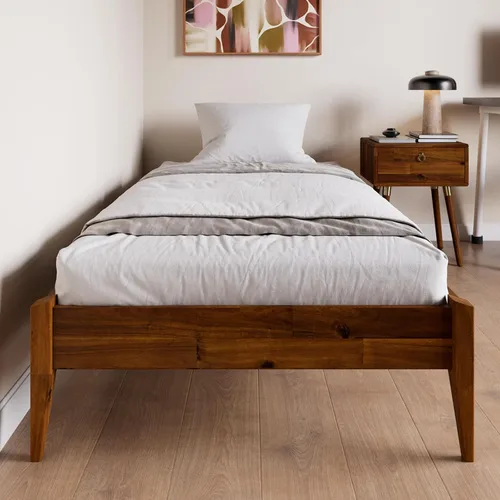 Vista 17 de Bme Dinkee - Marco de cama de plataforma Queen de madera de 15 pulgadas, marco de cama de madera maciza, estilo moderno y minimalista, soporte de 12