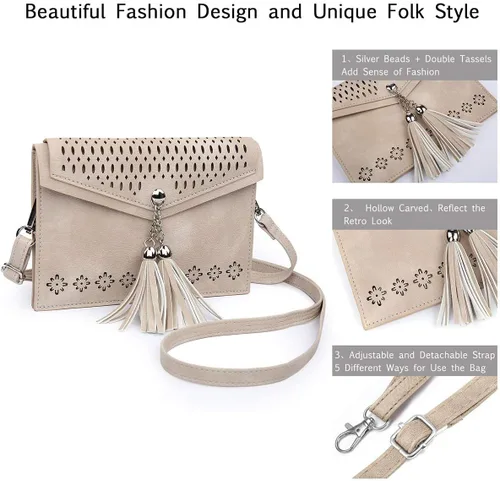 Vista 3 de seOSTO Womens Small Crossbody Bag For Woman, Tassel Wallet PurseGifts For Teenage Girls