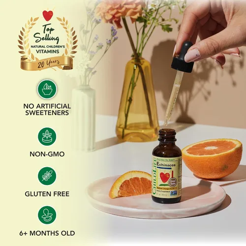 Vista 4 de CHILDLIFE ESSENTIALS Echinacea for Kids - Gotas de equinácea para niños, tintura líquida, suplemento sin alcohol para bebés, niños pequeños, niños