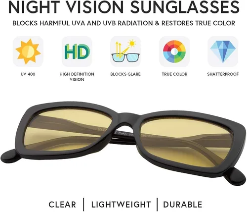 Vista 3 de VITENZI Gafas de visión nocturna para hombres y mujeres, antideslumbrantes seguridad para conducir por la noche, color amarillo, lentes de sol Carpi