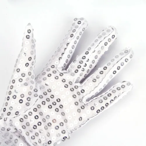 Vista 3 de PURFUN Guantes de baile de lentejuelas brillantes para adultos, disfraz de Halloween, guantes cortos con purpurina