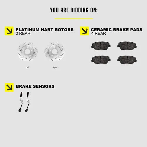 Vista 2 de Hart Brakes Kit de freno trasero para Mercedes-Benz CL550 2007-2008; Mercedes-Benz S400 2010-2013; Mercedes-Benz S550 2007-2011 Rotores de freno