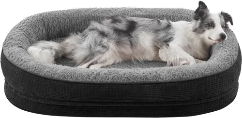 Vista 25 de JOEJOY Cama ortopédica para perros medianos, cama para mascotas de espuma viscoelástica con laterales de refuerzo, forro impermeable, funda