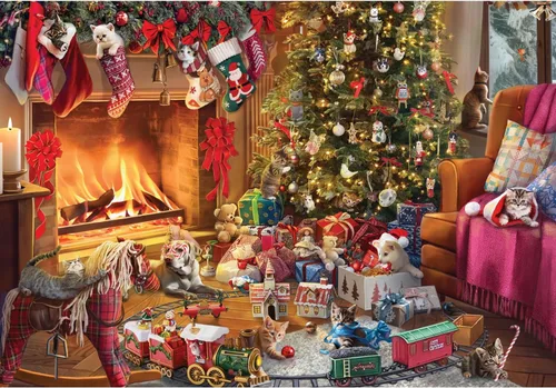 Vista 5 de Anatolian Puzzle - Colección de sellos de gato de Navidad, rompecabezas de 1000 piezas, #1103