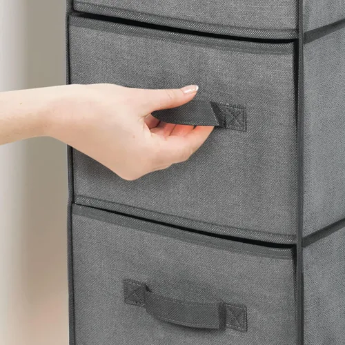 Vista 5 de mDesign Organizador de almacenamiento largo y suave para colgar sobre el armario, con 3 estantes y 3 cajones para ropa, leggings, lencería