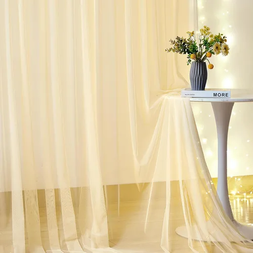 Vista 5 de Telón de fondo de tul transparente champán sin arrugas para fiestas, telón de fondo de boda, para fiesta de cumpleaños, baby shower, decoración