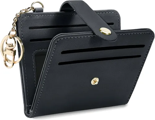 Vista 21 de Airkit Billeteras pequeñas para mujer, con bloqueo RFID, de cuero, con ventana de identificación, carteras para tarjetas para mujer, con monedero
