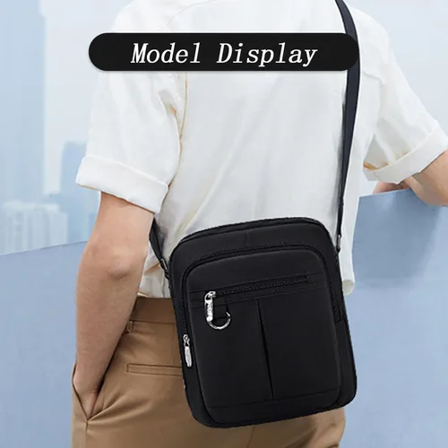 Vista 5 de Lizbin Bolsa tipo mensajero para hombre, pequeña bolsa cruzada casual negra, bolso cruzado para hombre y mujer, bolsa de hombro tipo mensajero