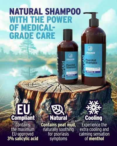 Vista 5 de Sphagnum Botanicals Champú de psoriasis con ácido salicílico para mujeres y hombres, alivio natural para cuero cabelludo seco, picazón, escamoso