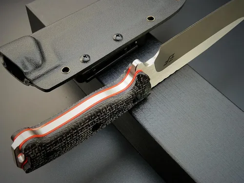 Vista 8 de Eafengrow EF143 Cuchillo de hoja fija con hoja de acero AUS-10, mango de Micarta, tanga completa, herramienta EDC, cuchillo recto para trabajo Negro