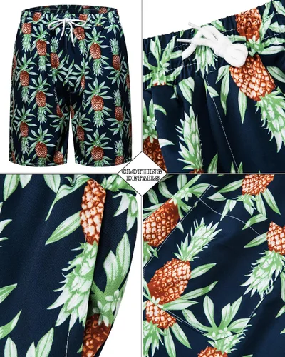 Vista 139 de TUNEVUSE Conjunto de camisas y pantalones cortos hawaianos para hombre, 2 piezas, trajes de playa con estampado de flores, traje tropical de verano