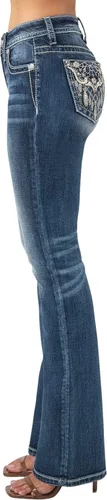 Vista 3 de Miss Me Jeans de invierno de tiro medio para mujer con corte de bota adornados