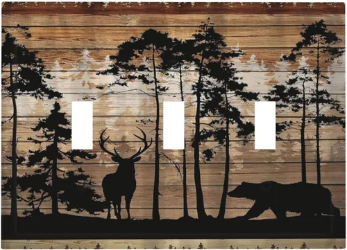 Vista 74 de Mid Century Morden Boho - Placa de pared para interruptor de luz dúplex de 1 banda, placa frontal decorativa eléctrica para receptáculo para baño