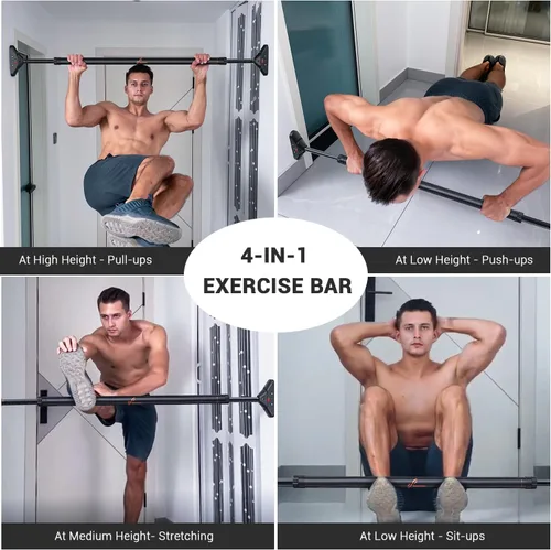 Vista 4 de Sportneer Barra de dominadas para puerta, paquete sin tornillos, con barra de dominadas Sportneer con mango plegable