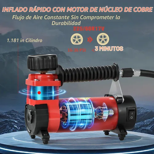 Vista 2 de AVID POWER Inflador de neumáticos de 12 V CC, compresor de aire portátil, bomba de aire compacta con motor de cobre, bomba de neumáticos de 12 V