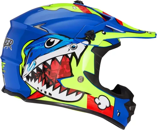 Vista 2 de cascos para niños y jóvenes de bicicleta todoterreno, motocross, ATV, BMX, MX, bicicleta todoterreno, casco de motocicleta J-01 con gafas y guantes