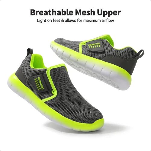 Vista 3 de DREAM PAIRS Zapatos deportivos para niños y niñas, tenis EZ-Ons MightyMovers para correr, atlético, descalzo, sin caída, tenis deportivos