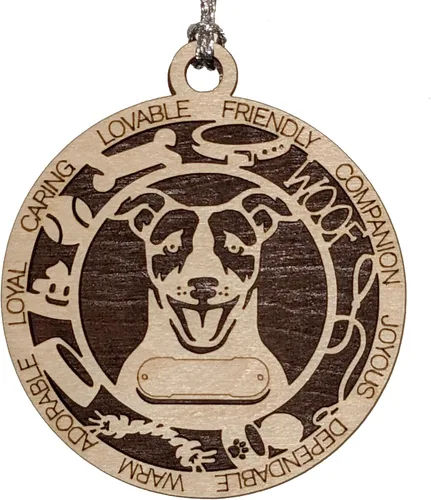 Vista 194 de Adorno de Navidad personalizado para perro Cavalier King Charles Spaniel, redondo de 3 pulgadas, madera cortada con láser de 2 capas, nombre y texto