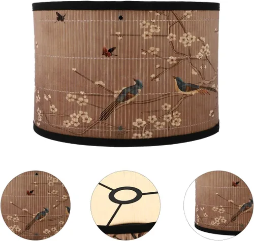 Vista 6 de Uonlytech Pantalla de bambú de 11.81 x 11.81 x 7.87 pulgadas, estilo chino, lámpara colgante para luces de techo, sala de estar, dormitorio