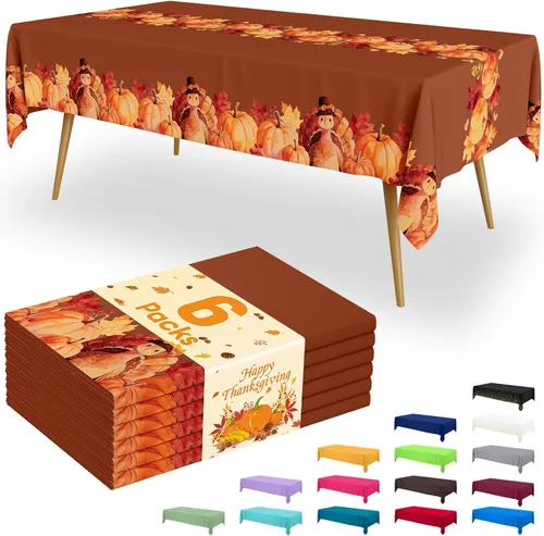Vista 76 de Smiry - Juego de 6 manteles desechables, 54 x 78 pulgadas, manteles impermeables rectangulares para fiestas, cubierta de mesa de plástico