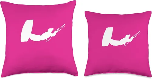 Vista 3 de Kitesurf Gifts and Surf Lover Tees by taiche Kiter Action Freestyle Artistic White Vector Throw Pillow, 16x16, Multicolor