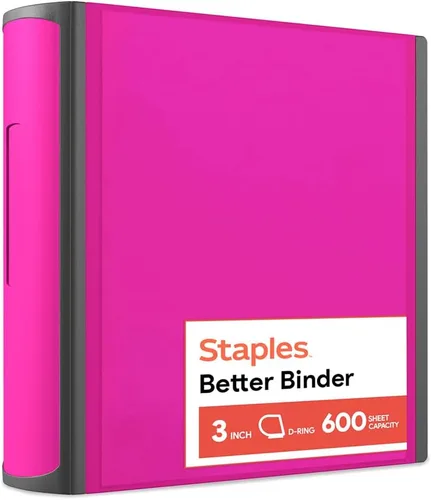 Vista 9 de Carpeta con anillos en forma de "D" de 1 pulgada para mejor visualización Staples, Negro