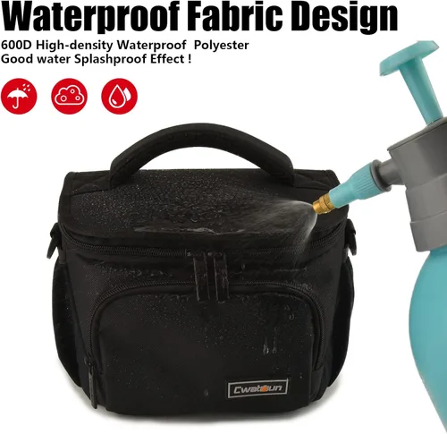 Vista 9 de Cwatcun Bolso bandolera para cámara pequeña, bolsa bandolera para cámara, impermeable, para fotografía de viaje, para Canon, Nikon, Sony, Fuji
