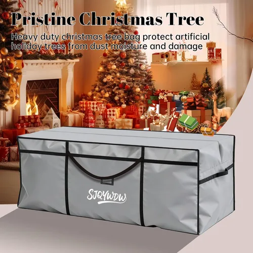 Vista 6 de Bolsa de almacenamiento para árbol de Navidad, 4 pies/5 pies, resistente, reutilizable Gris