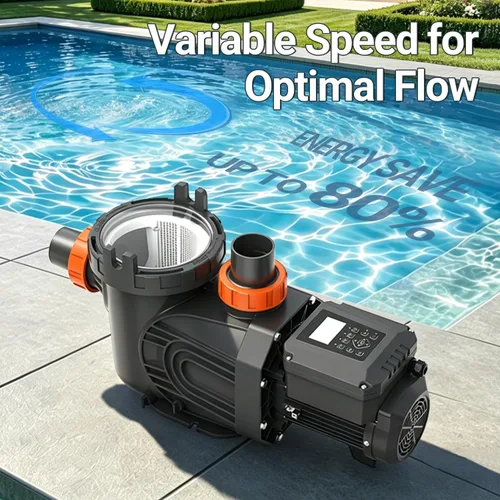 Vista 2 de Bomba para piscina de velocidad variable, bomba de piscina de 3 HP para uso en/sobre el suelo, 220V-240V, bomba de piscina de alto flujo 11359GPH