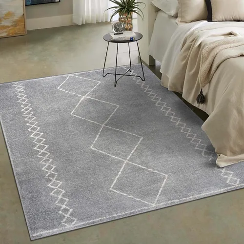 Vista 6 de LUXE WEAVERS - Alfombra geométrica marroquí estilo boho, color gris, tamaño 8 x 10, Daphnes 2735