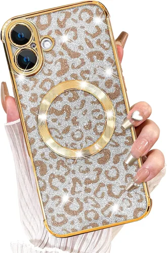 Vista 24 de Fiyart Diseñado para iPhone 16 Pro Max, Funda Compatible con MagSafe, Estampado de Guepardo, Placa de Protección de Cámara, Magnético, Brillante