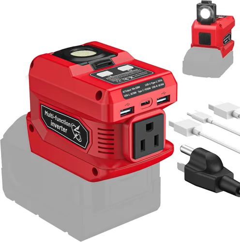 Vista 8 de Inversor de corriente Azocek de 220 W compatible con batería Milwaukee
