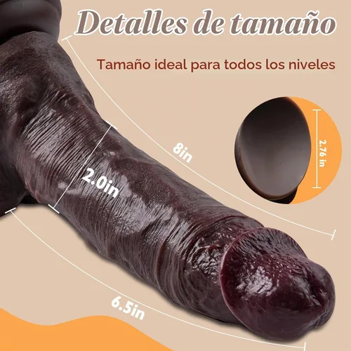 Vista 6 de Consolador ultra realista de 8 pulgadas, textura realista de piel, silicona líquida gruesa con potente ventosa, principiante para punto G y juego
