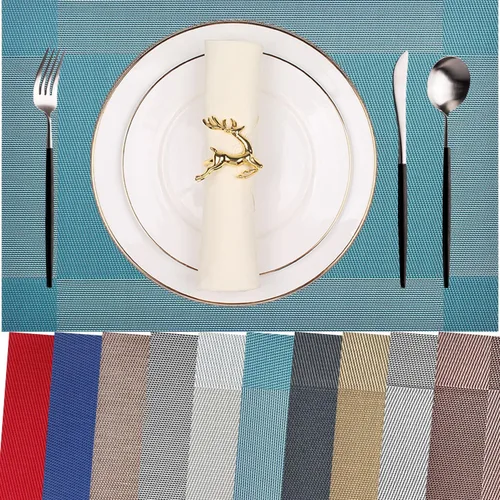 Vista 20 de Manteles individuales de vinilo resistentes al calor, lavables, fáciles de limpiar, manteles individuales de plástico para cocina, mesa de comedor