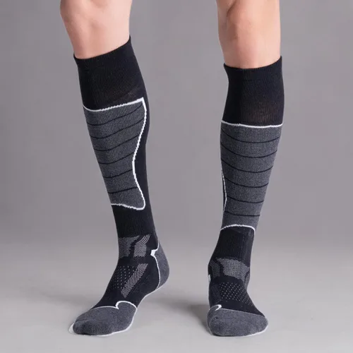 Vista 7 de CS CELERSPORT Calcetines de esquí de lana merino para snowboard para mujer Negro Gris Oscuro + Gris