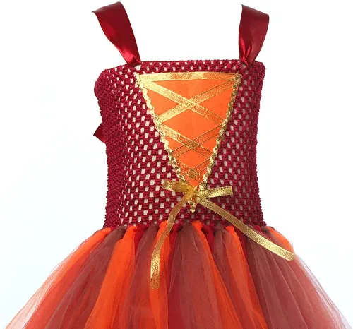 Vista 4 de Disfraz de bruja de Halloween para niñas disfraz de princesa tutú con escoba capa de cosplay fiesta de sesiones de fotos para niños de 2 a 12 años
